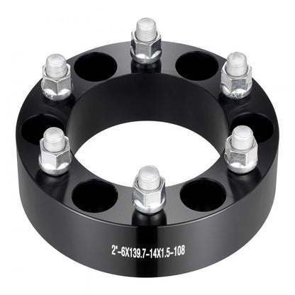 6550-6550-E-108-09 - VEVOR 2" 6-Lug Black Wheel Spacers for Stability