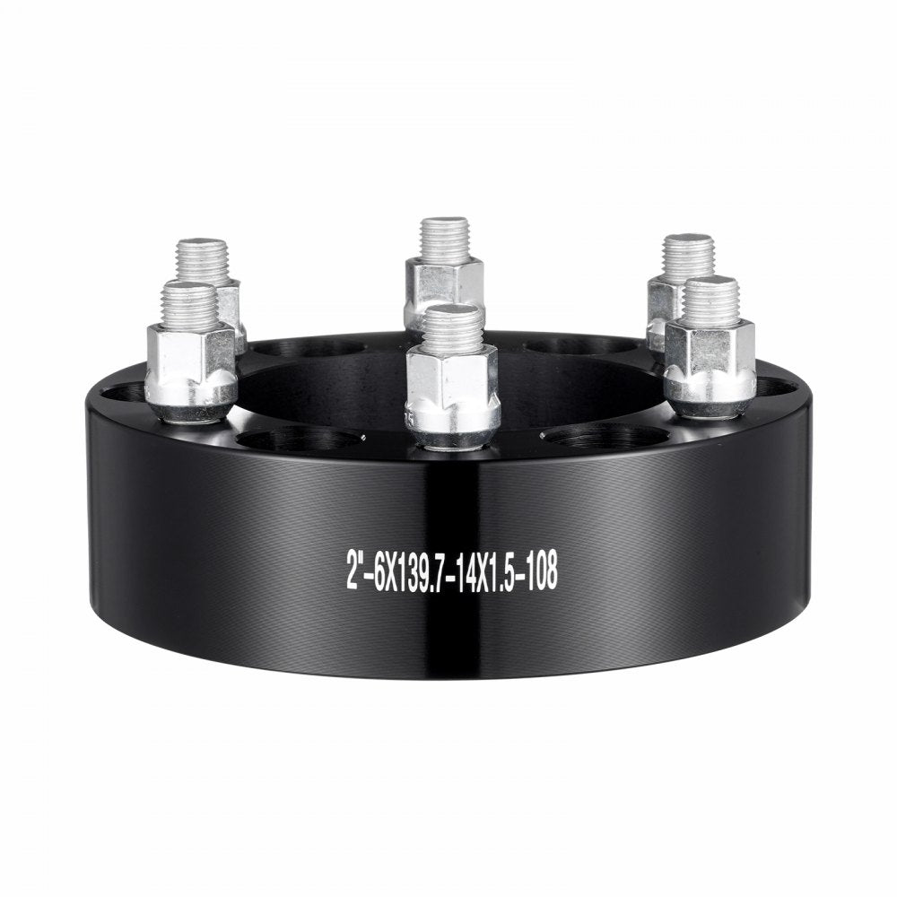 6550-6550-E-108-09 - VEVOR 2" 6-Lug Black Wheel Spacers for Stability