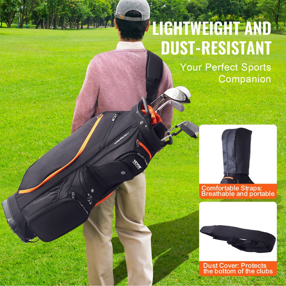 LS-95217 - 14-Way Golf Cart Bag with 13 Pockets and Waterproof Design