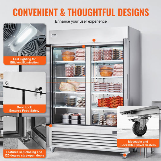 MF-49 - 44.21 Cu.ft Stainless Steel 2-Door Commercial Freezer with Digital Control