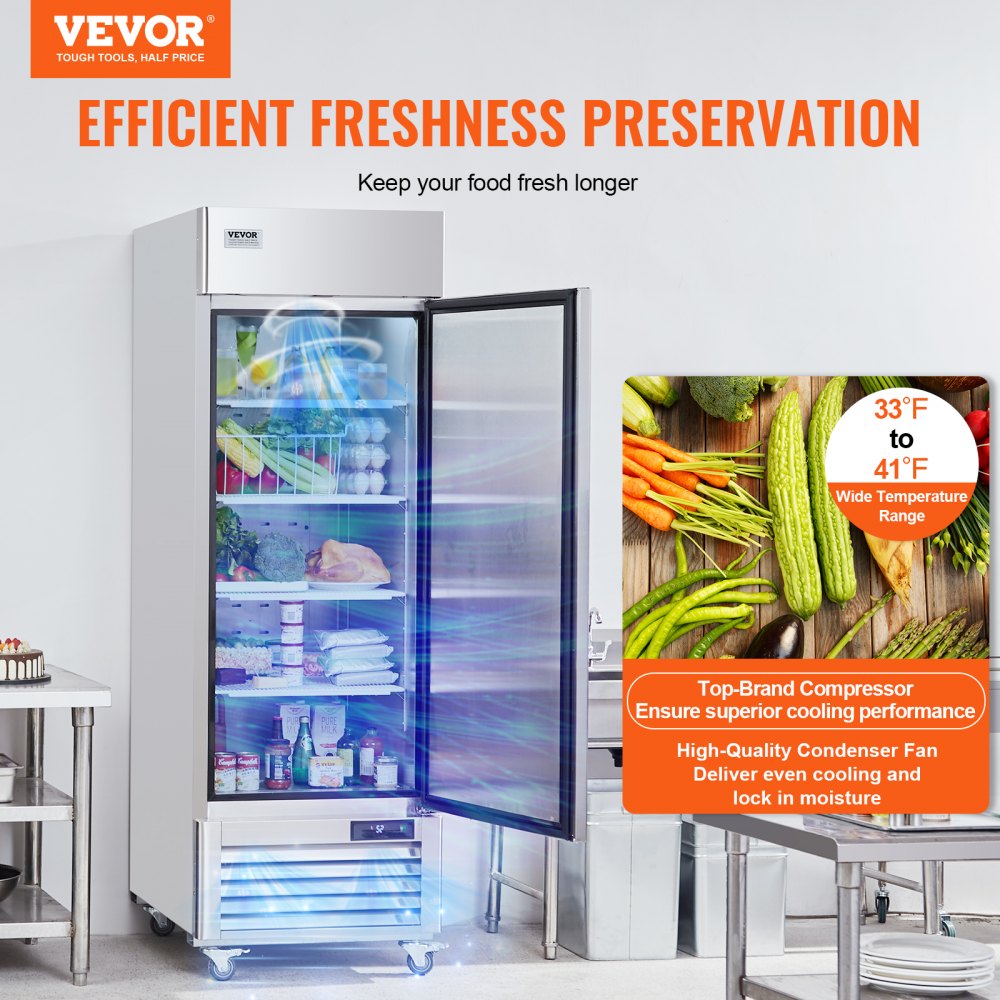 MR-23 - VEVOR 19.32 Cu.ft Stainless Steel Commercial Refrigerator with Digital Control