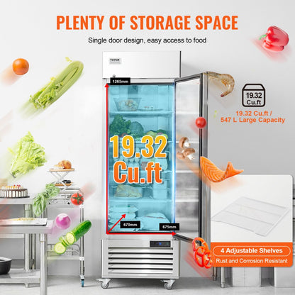 MR-23 - VEVOR 19.32 Cu.ft Stainless Steel Commercial Refrigerator with Digital Control
