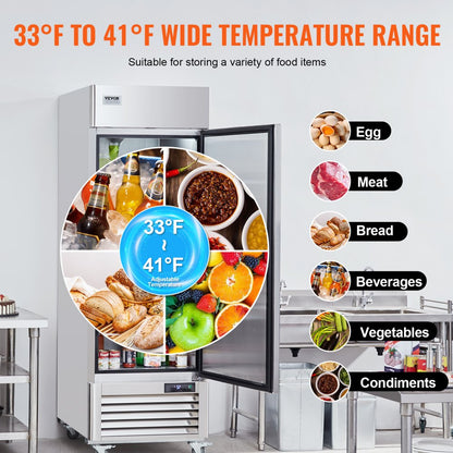 MR-23 - VEVOR 19.32 Cu.ft Stainless Steel Commercial Refrigerator with Digital Control