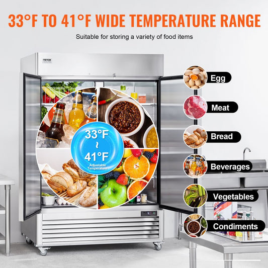 010217699116 - VEVOR 44.21 Cu.ft Stainless Steel Refrigerator with 2 Doors