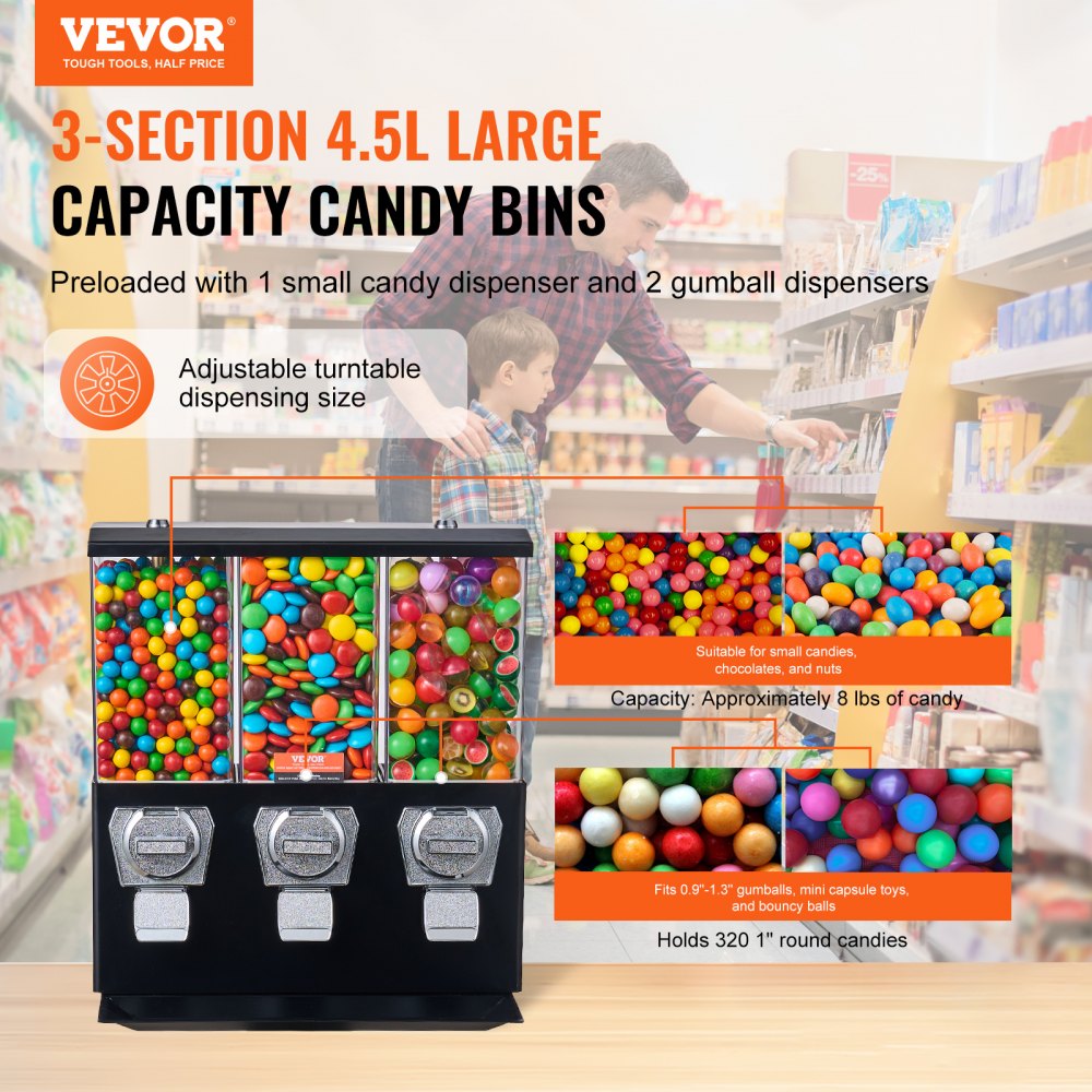 ak19-08 - Versatile Gumball Machine Coin Dispenser for Home, Classroom, Events