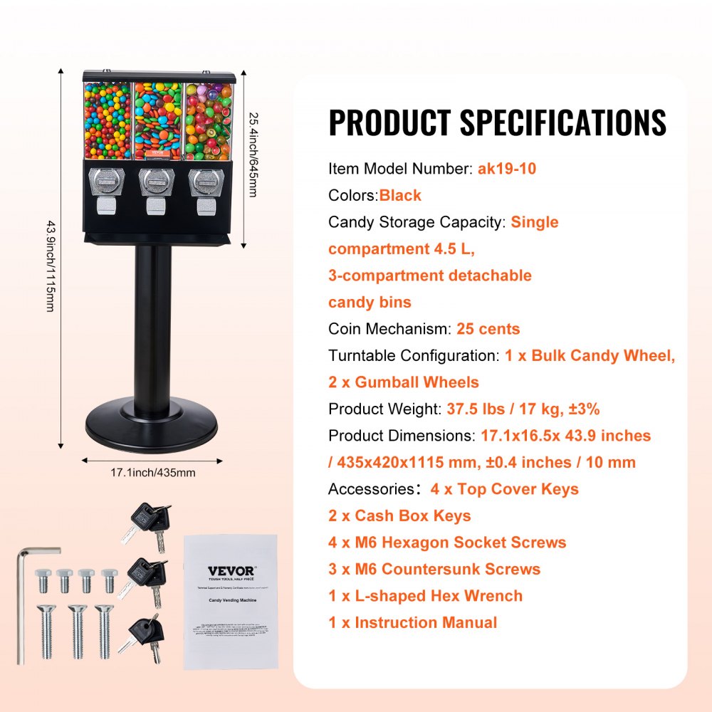 ak19-08 - Versatile Gumball Machine Coin Dispenser for Home, Classroom, Events
