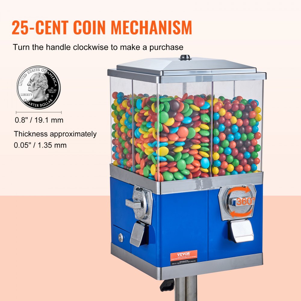 ak29-11 - Durable VEVOR Gumball Machine for Schools & Homes, Easy 25¢ Dispense