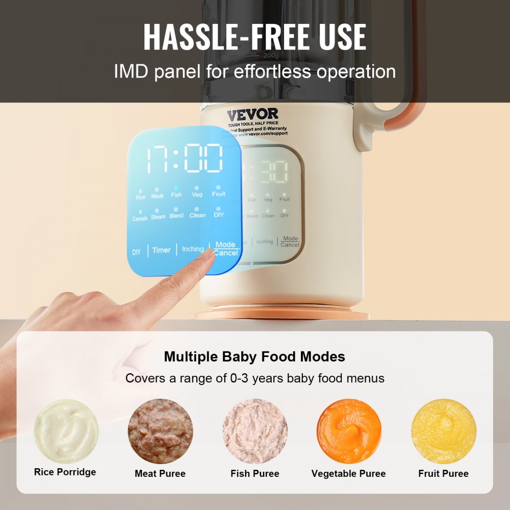 BL805 - 500W Stainless Steel Baby Food Maker with 300ml Glass Bowl