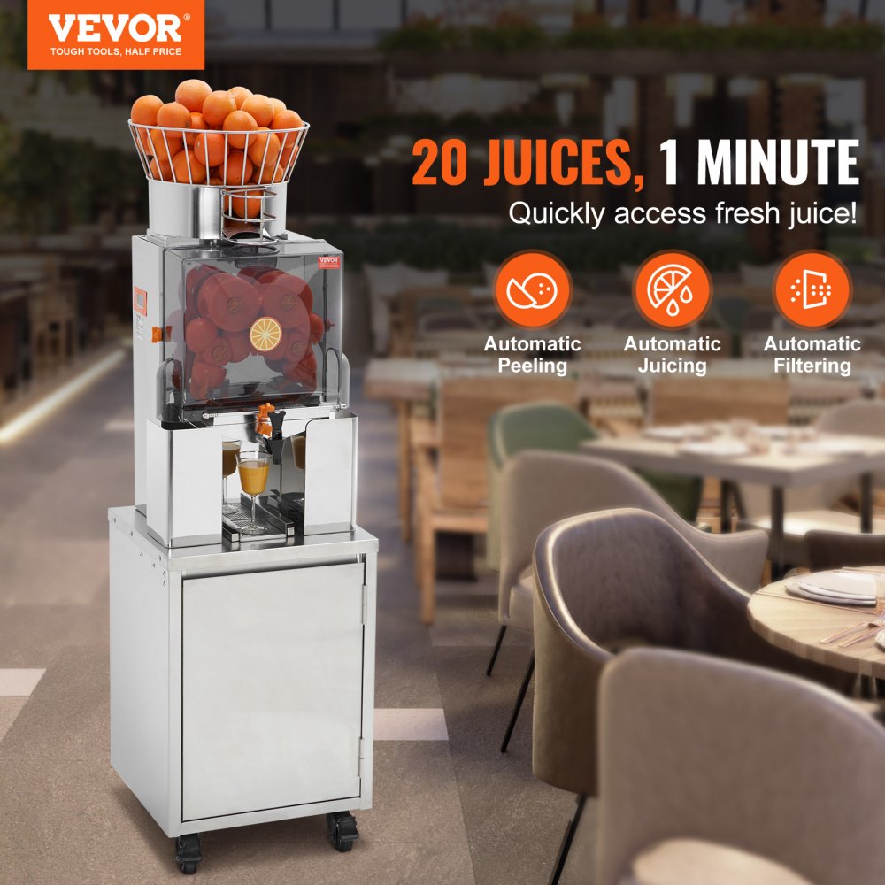 NS-2000E-4P - 120W VEVOR Orange Juicer with Automatic Peeling & Filtering