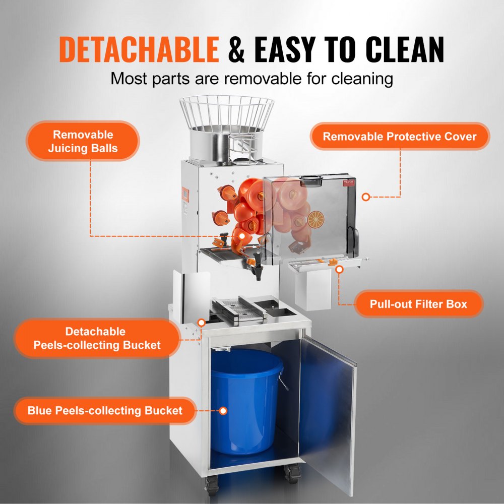NS-2000E-4P - 120W VEVOR Orange Juicer with Automatic Peeling & Filtering