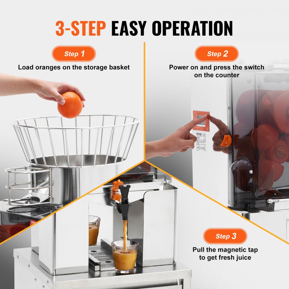 NS-2000E-4P - 120W VEVOR Orange Juicer with Automatic Peeling & Filtering