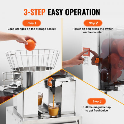 NS-2000E-4P - 120W VEVOR Orange Juicer with Automatic Peeling & Filtering