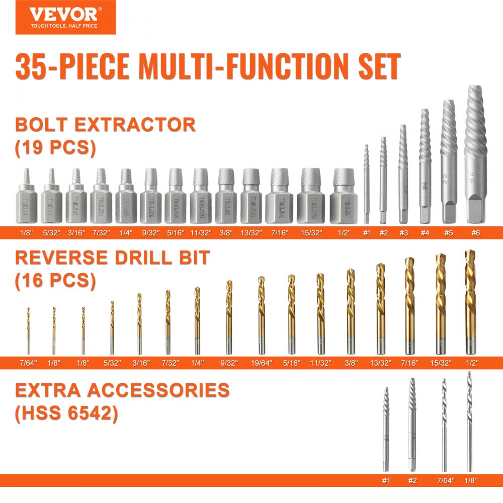 YM-35 - Comprehensive 35-Piece Screw Extractor and Bit Set for Versatile Repairs