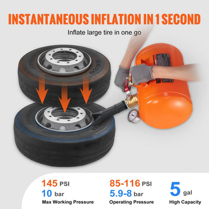 XJC-019 - 19L VEVOR Tire Bead Seater with 145 PSI Pressure Gauge