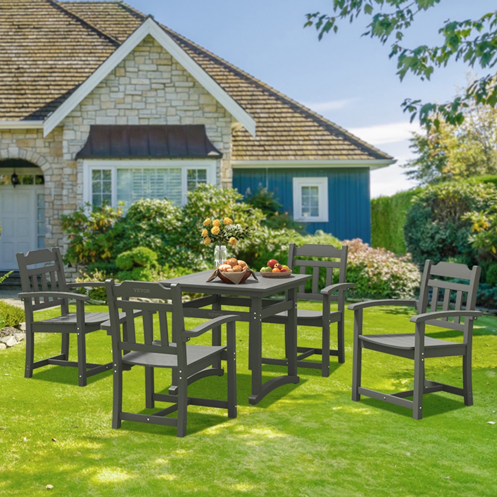 WS-SS-001 - Weather-Resistant 5-Piece Light Gray Patio Dining Set