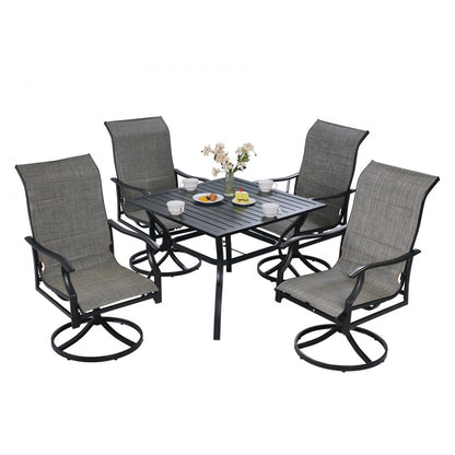 FCS3319, FTS005D - Durable 5-Piece Outdoor Dining Set with Swivel Chairs