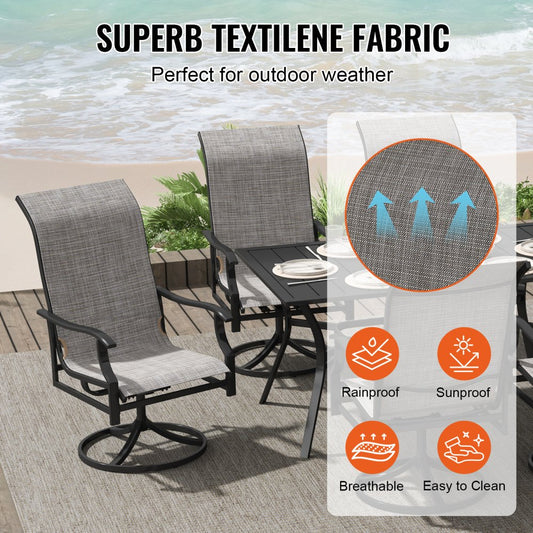 FTS556 - Modern 7-Piece Black Patio Dining Set with Durable Design