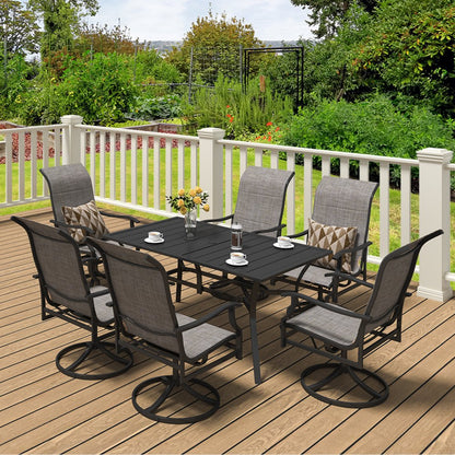 FTS556 - Modern 7-Piece Black Patio Dining Set with Durable Design