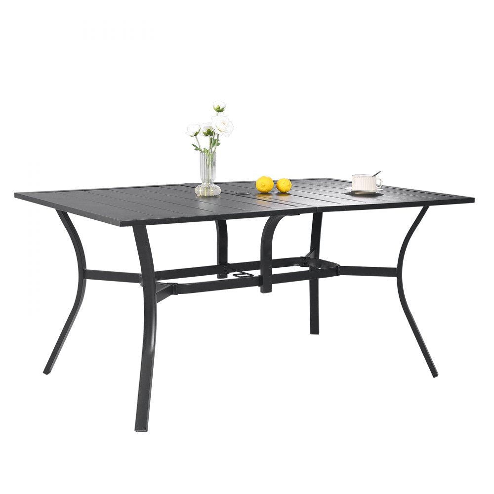 FTS556 - Modern 7-Piece Black Patio Dining Set with Durable Design