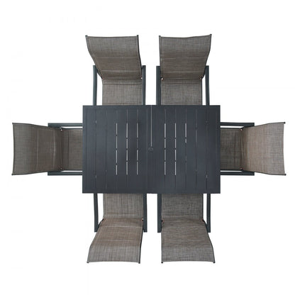 FTS556 - Modern 7-Piece Black Patio Dining Set with Durable Design