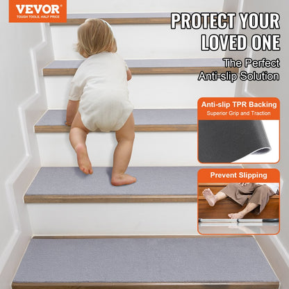 FR002-GY - 8" x 30" VEVOR Non-Slip Carpet Stair Treads for Safety