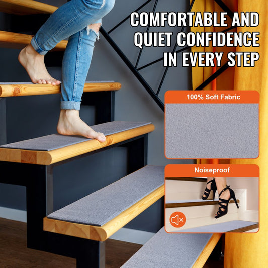 FR002-GY - 8" x 30" VEVOR Non-Slip Carpet Stair Treads for Safety