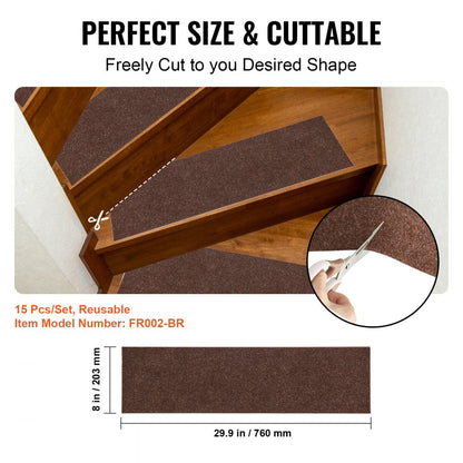 FR002-BR - Non-slip 8x30" VEVOR Stair Treads for Safety & Easy Care