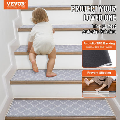 NLYH-GY - 28"x9" Plush Non-Slip Stair Treads for Safety and Comfort