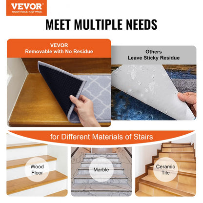 NLYH-GY - 28"x9" Plush Non-Slip Stair Treads for Safety and Comfort