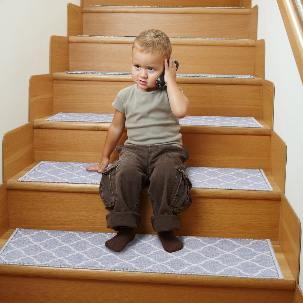 NLYH-GY - 28"x9" Plush Non-Slip Stair Treads for Safety and Comfort