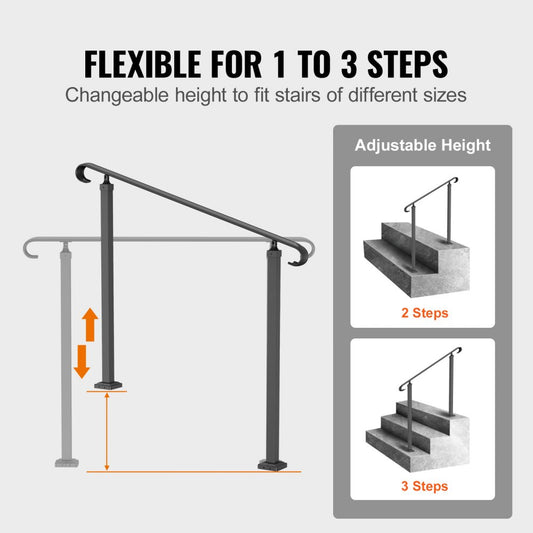 LTFS-1.2MLZ - Durable Wrought Iron Handrails for Steps up to 3ft