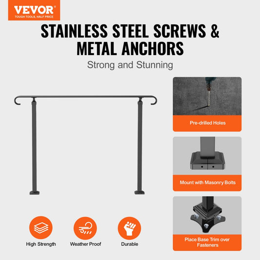 LTFS-1.4MLZ - Durable Wrought Iron Handrails for Steps - Safety & Style