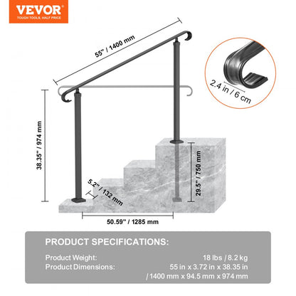 LTFS-1.4MLZ - Durable Wrought Iron Handrails for Steps - Safety & Style