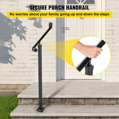 010953049893 - Wrought Iron Handrail for 1 Step, 52.4" Extension, Rust-Proof