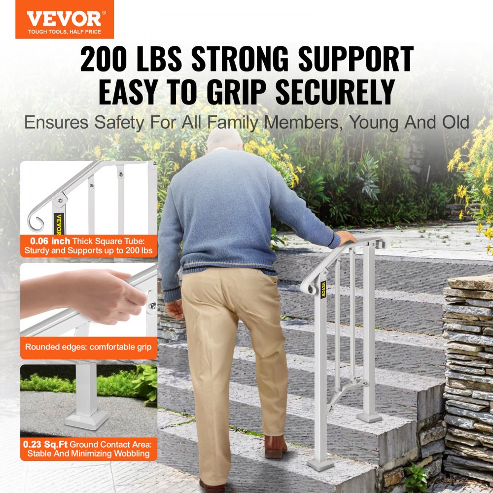 Picket#1 - Wrought Iron Handrail for 1-2 Steps, 11.8" Long