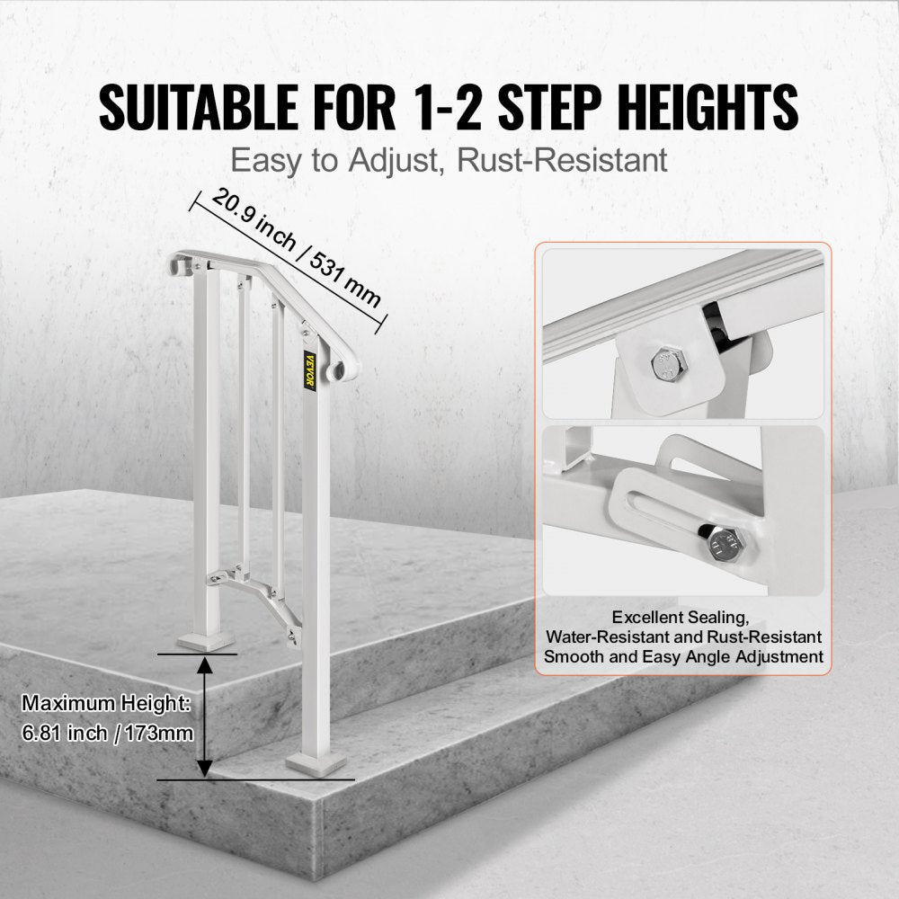 Picket#1 - Wrought Iron Handrail for 1-2 Steps, 11.8" Long