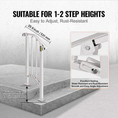 Picket#1 - Wrought Iron Handrail for 1-2 Steps, 11.8" Long