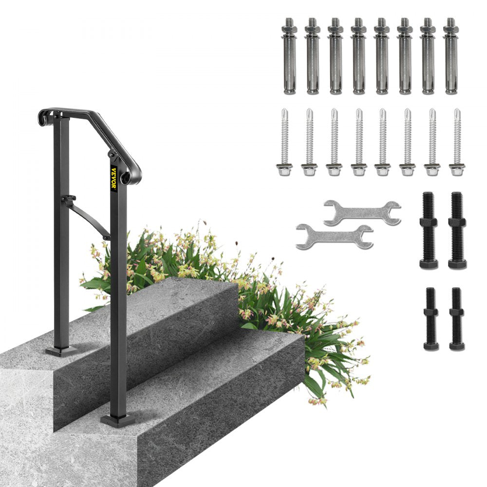 Arch#1 - Adjustable Wrought Iron Outdoor Handrail for 1-2 Steps