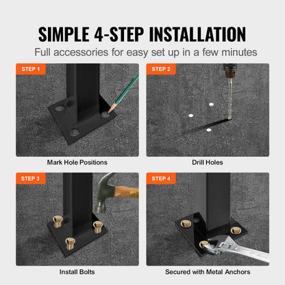 Picket#1 - Adjustable Wrought Iron Outdoor Stair Handrail for 1-2 Steps