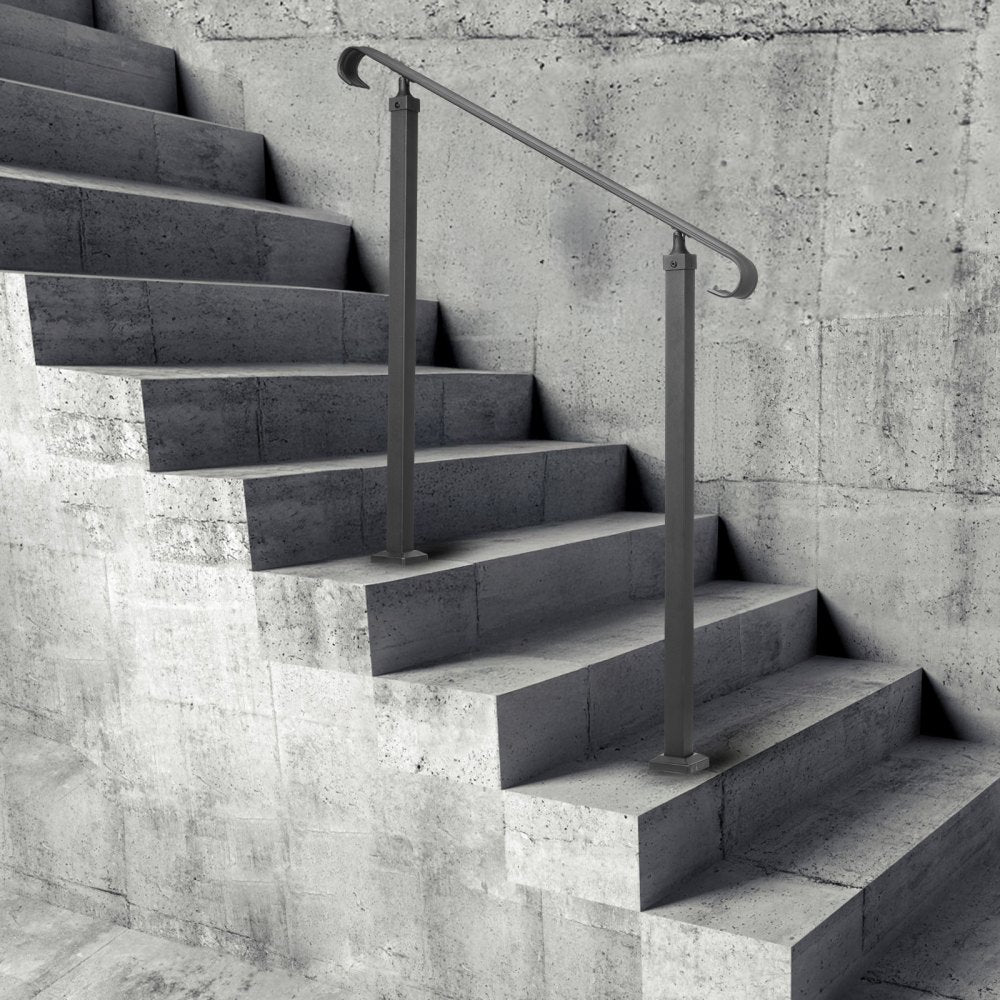 LTFS-1MLZ - Wrought Iron Handrails, Adjustable 17.7" for Outdoor Steps