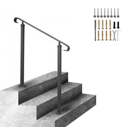 LTFS-1MLZ - Wrought Iron Handrails, Adjustable 17.7" for Outdoor Steps