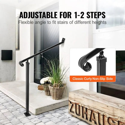 010523109501 - Durable Wrought Iron Handrails for 2-3 Steps, Easy Install
