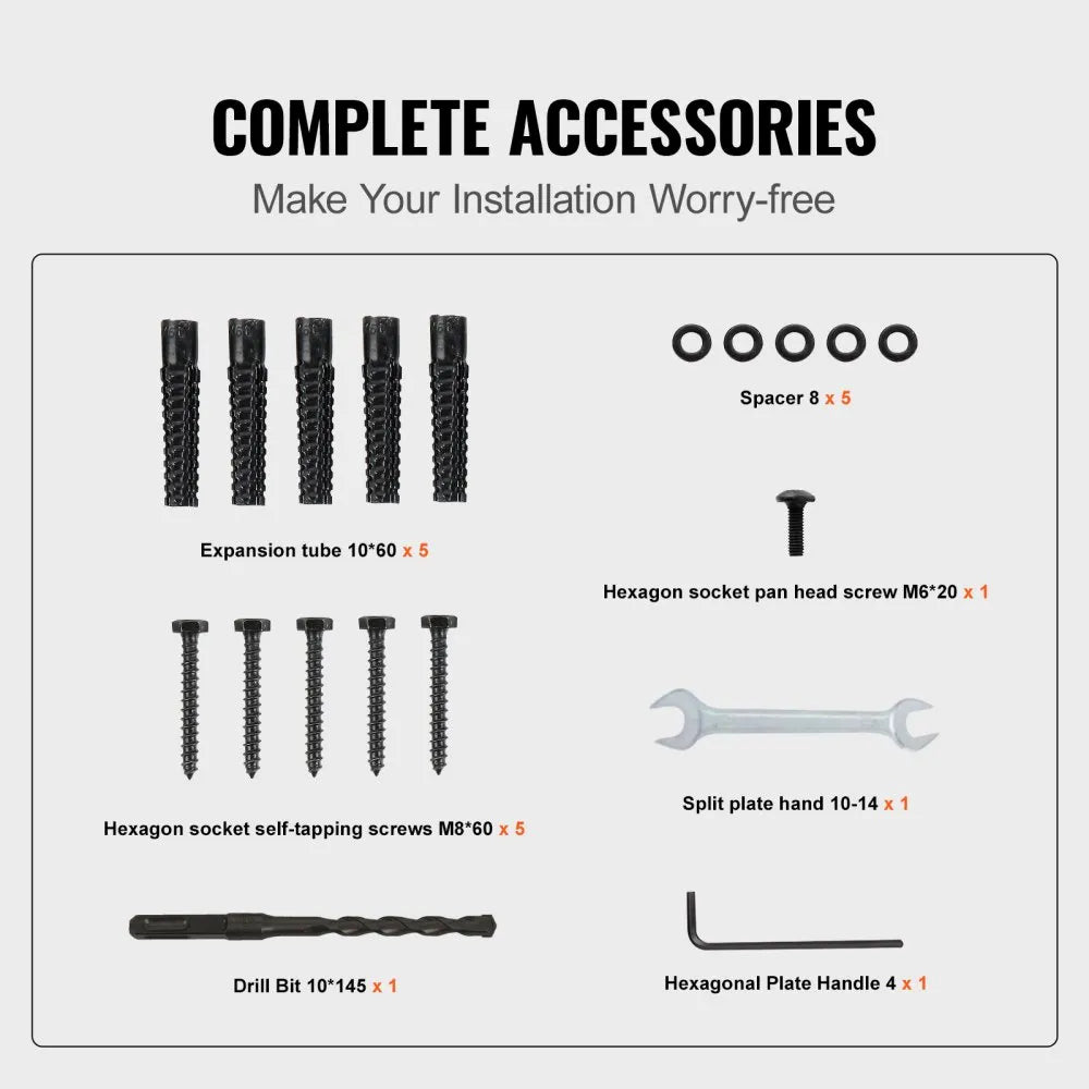 010523109501 - Durable Wrought Iron Handrails for 2-3 Steps, Easy Install