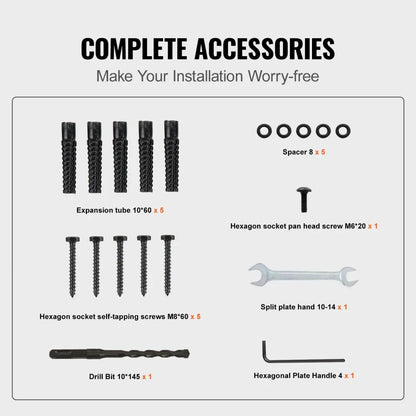 010523109501 - Durable Wrought Iron Handrails for 2-3 Steps, Easy Install