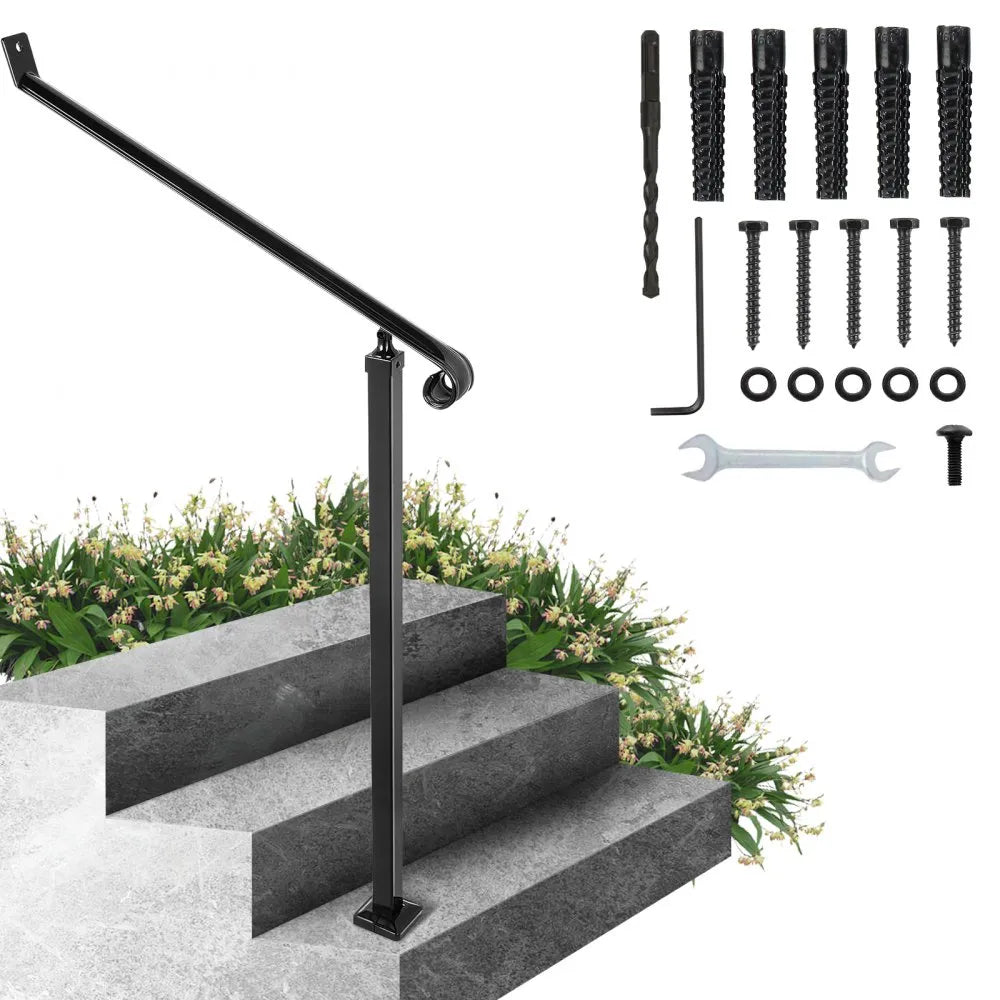 010523109501 - Durable Wrought Iron Handrails for 2-3 Steps, Easy Install