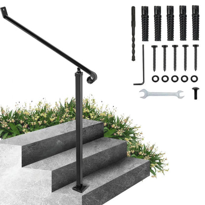 010523109501 - Durable Wrought Iron Handrails for 2-3 Steps, Easy Install