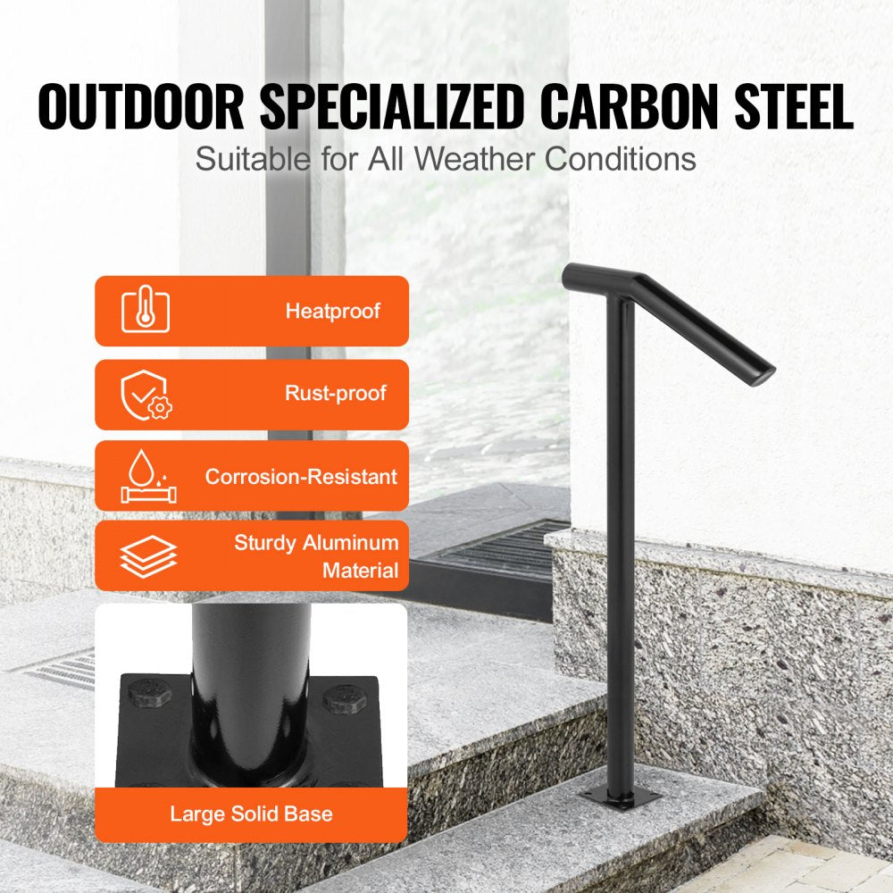 DLZ-2STEP - Outdoor Iron Handrail for 1-2 Steps, Supports 441 lbs