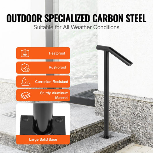 DLZ-2STEP - Outdoor Iron Handrail for 1-2 Steps, Supports 441 lbs