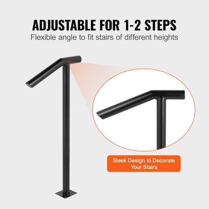 DLZ-2STEP - Outdoor Iron Handrail for 1-2 Steps, Supports 441 lbs
