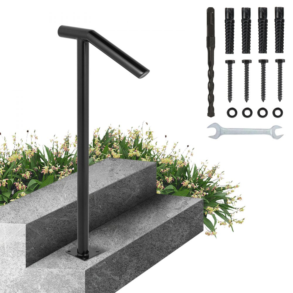 DLZ-2STEP - Outdoor Iron Handrail for 1-2 Steps, Supports 441 lbs